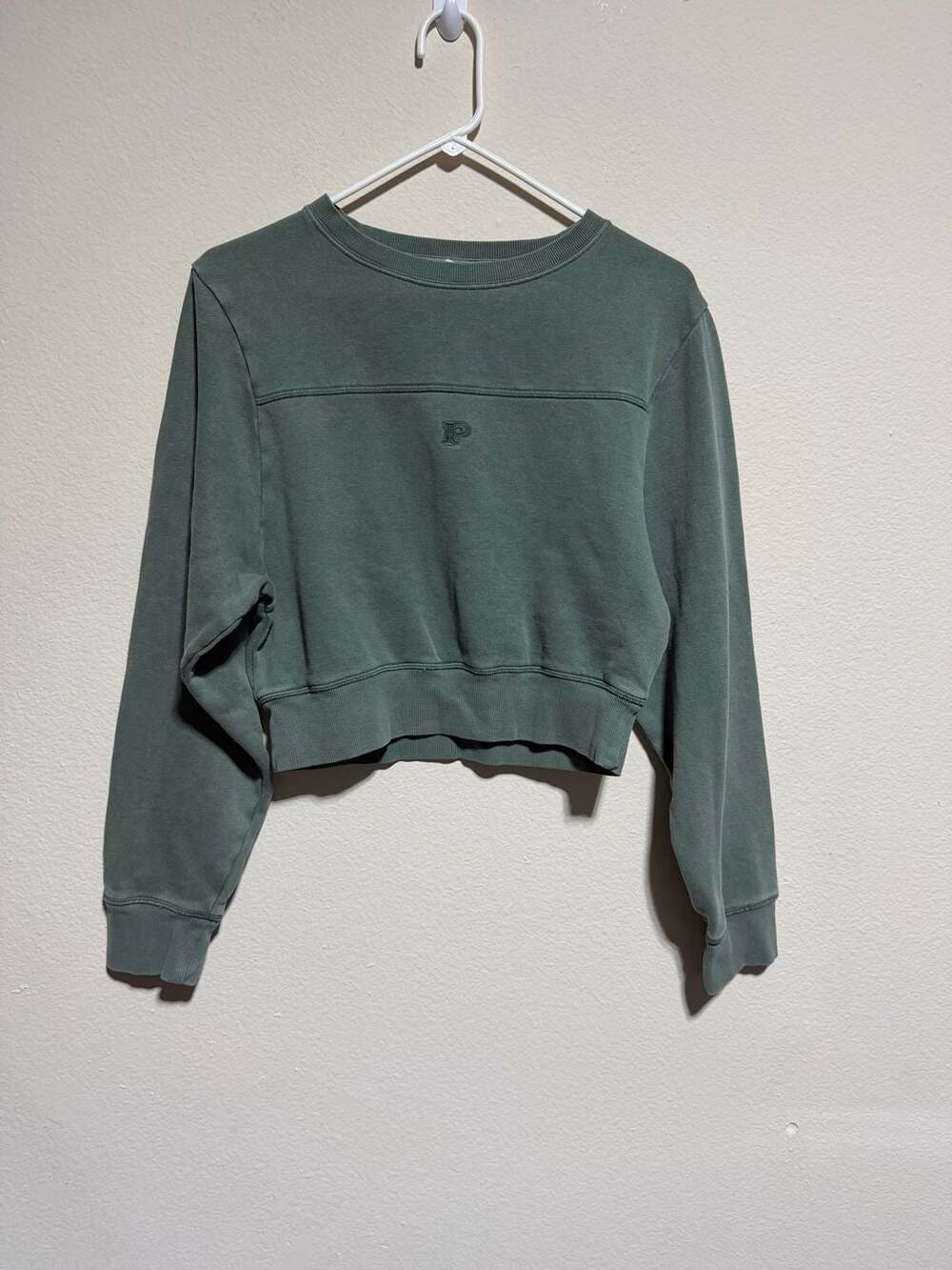 Victoria's Secret PINK Green Cropped Crewneck Sweatshirt Size M
